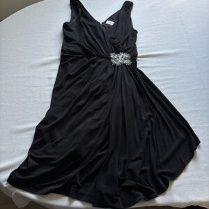 Badgley Mischka Black Embellished V-Neck Mini Dress 6